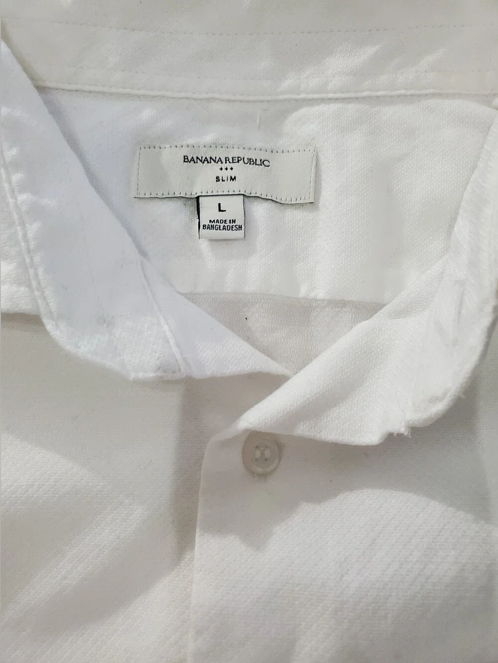 NWOT White Slim-Fit Dobby Dress Shirt Size Large By Banana Republic Factory